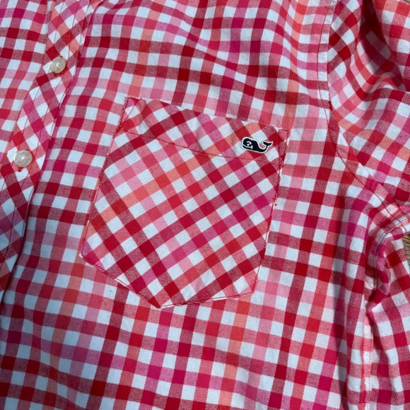 Vineyard Vines Women's Size 12 Red Pink Gingham Checkered Button Down Shirt - Picture 2 of 7